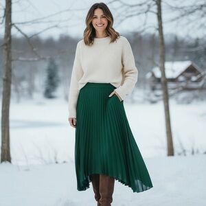 Banana Republic Green Pleated Skirt